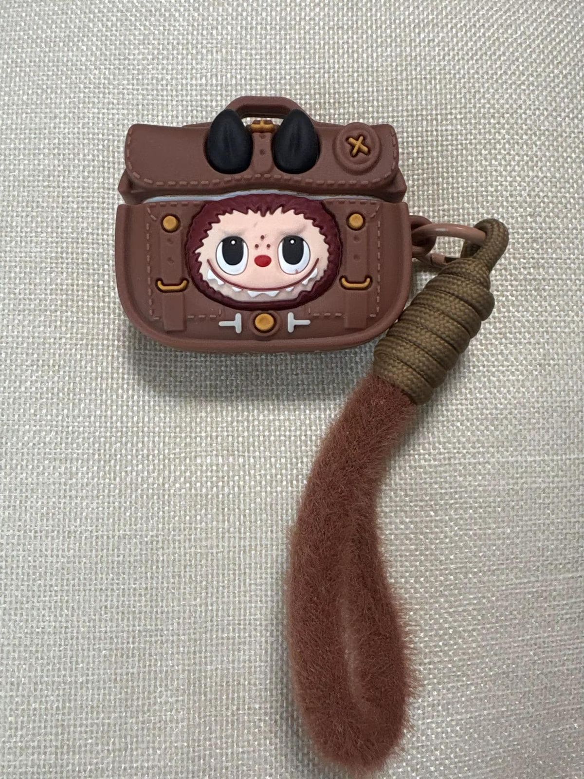 Labubu Vintage Camera AirPods Case - Cute 3D Character Silicone Cover