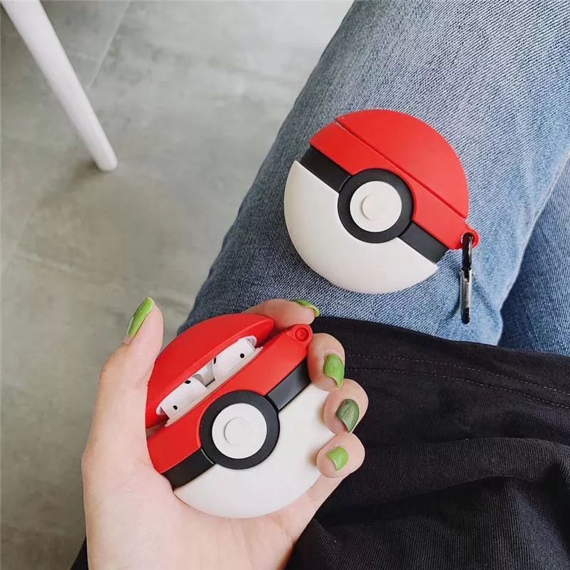 Pokéball AirPods Case - 3D Silicone Protective Cover with Keychain