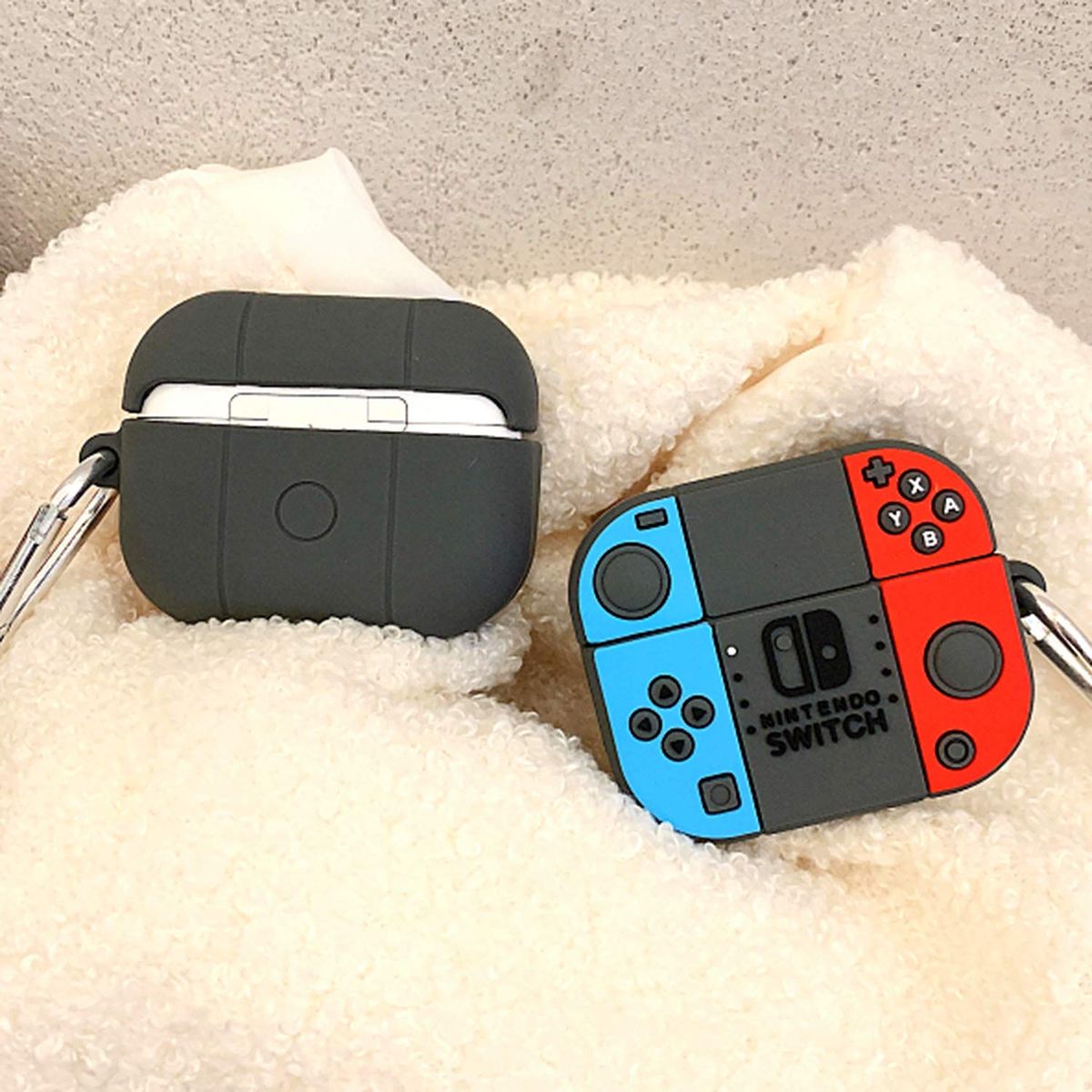 Nintendo Switch AirPods Case - Gaming Console Silicone Cover with Keychain