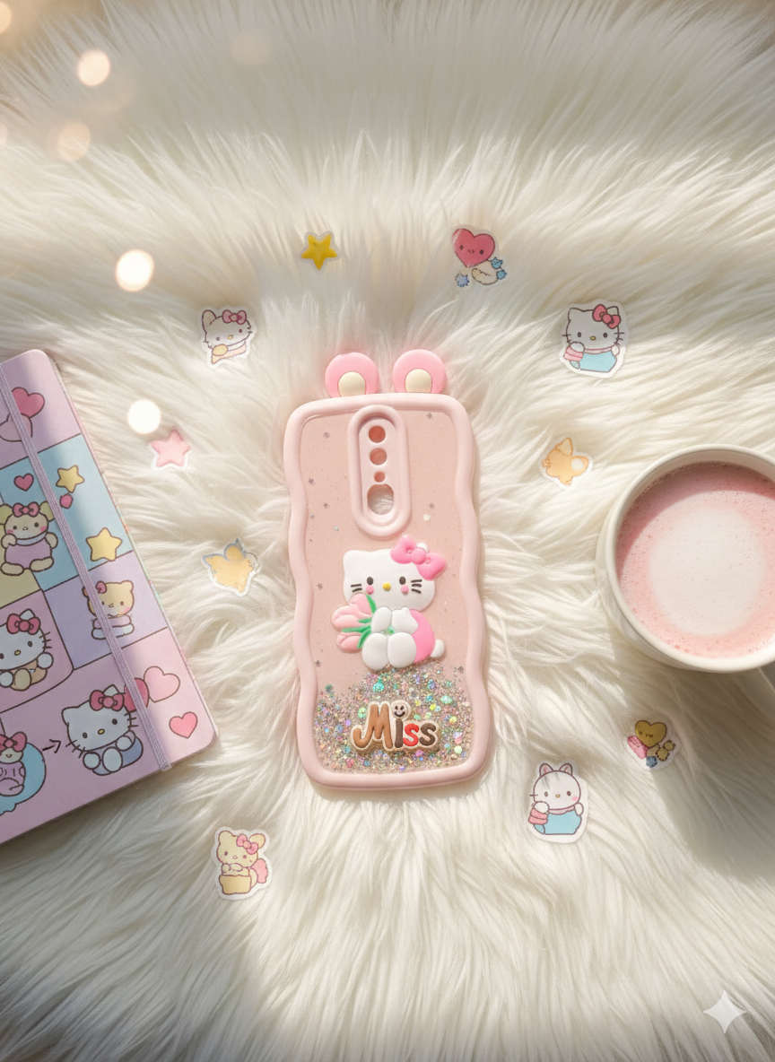 Oppo F11 3D Character Quicksand Sparkle Case | Soft Silicone Wavy Edge Protective Cover