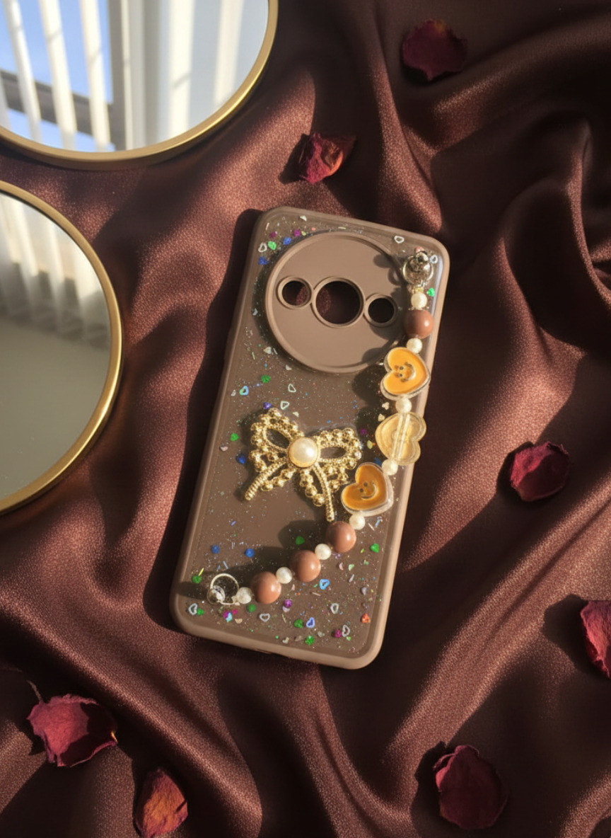Redmi A3 Pearl Bow Charm Phone Case - Luxury Designer Cover