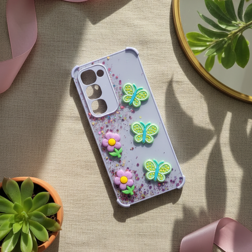 Infinix Hot 60 Pro Plus Glitter Phone Case - Kawaii Butterfly & Fruit Design