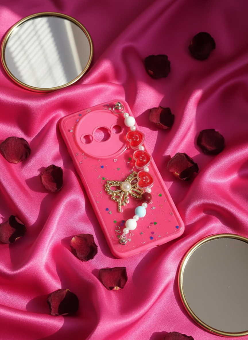 Redmi A3 Pearl Bow Charm Phone Case - Luxury Designer Cover