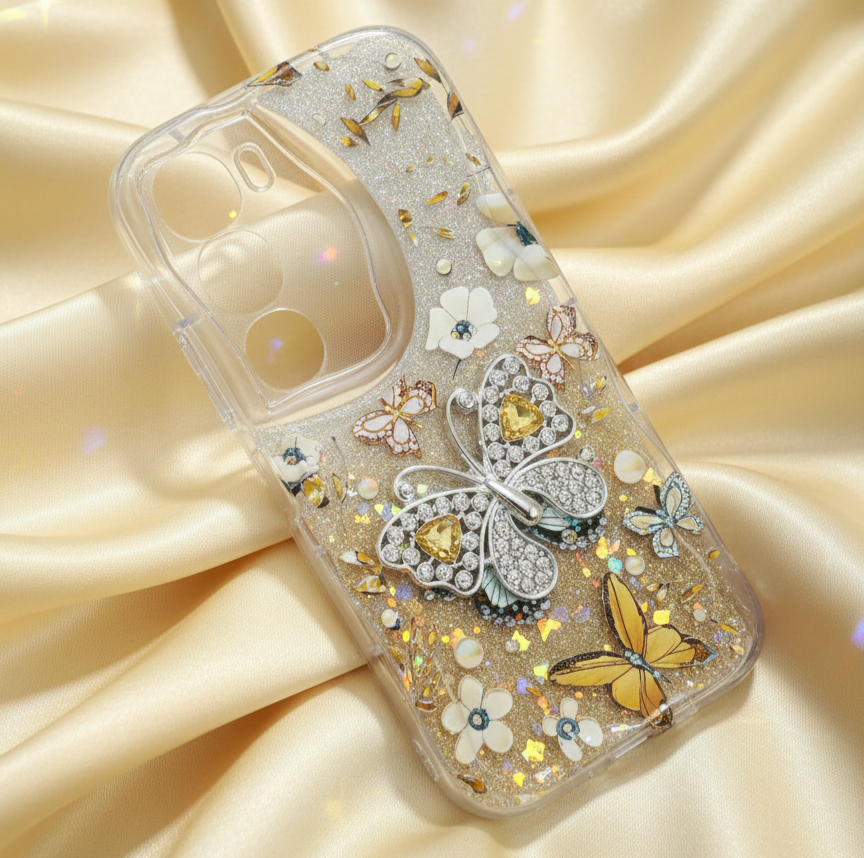Glitter Butterfly Phone Case for Vivo Y21D