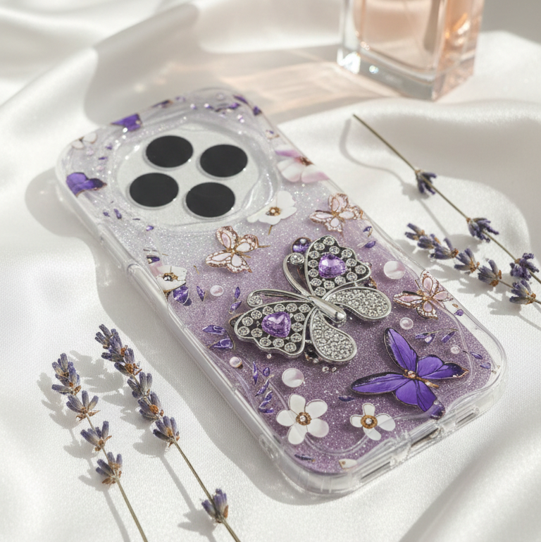 Redmi 14C Butterfly Glitter Phone Case