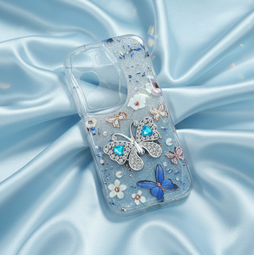 Glitter Butterfly Phone Case for Vivo Y21D