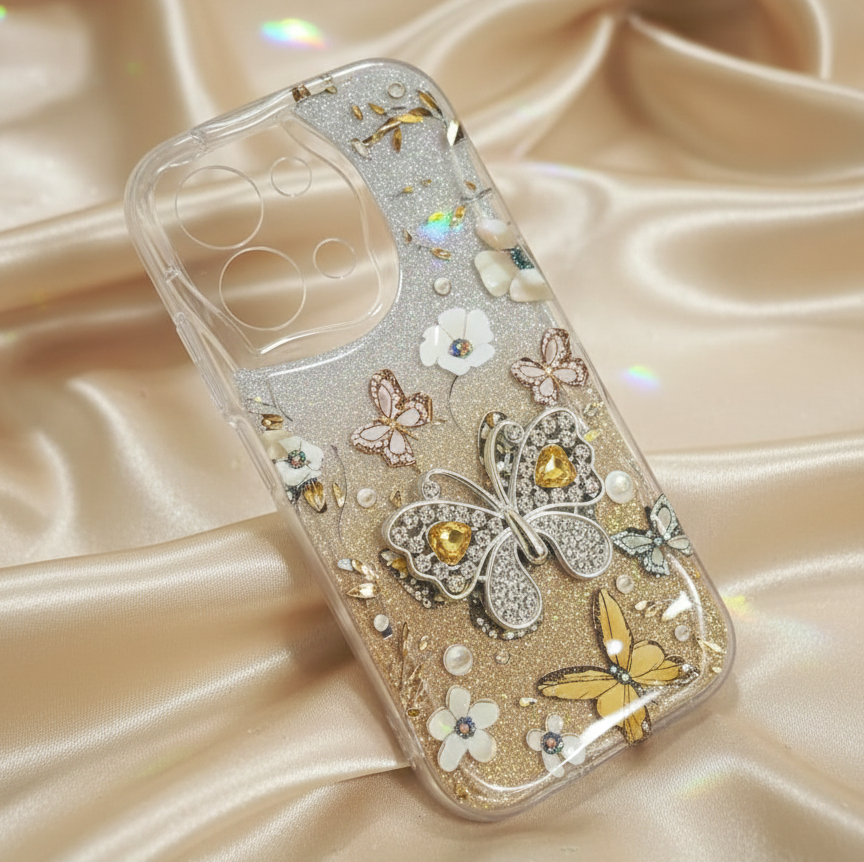 Luxury Glitter Butterfly Phone Case for Redmi 15C 4G