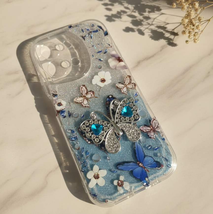 Luxury Glitter Butterfly Phone Case for Redmi 15C 4G