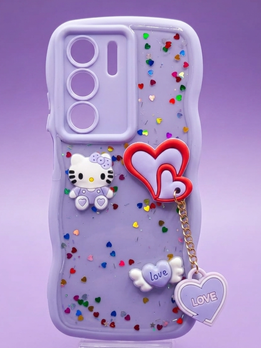 3D Cute Hello Kitty Heart Charm Wave Case for Realme C71