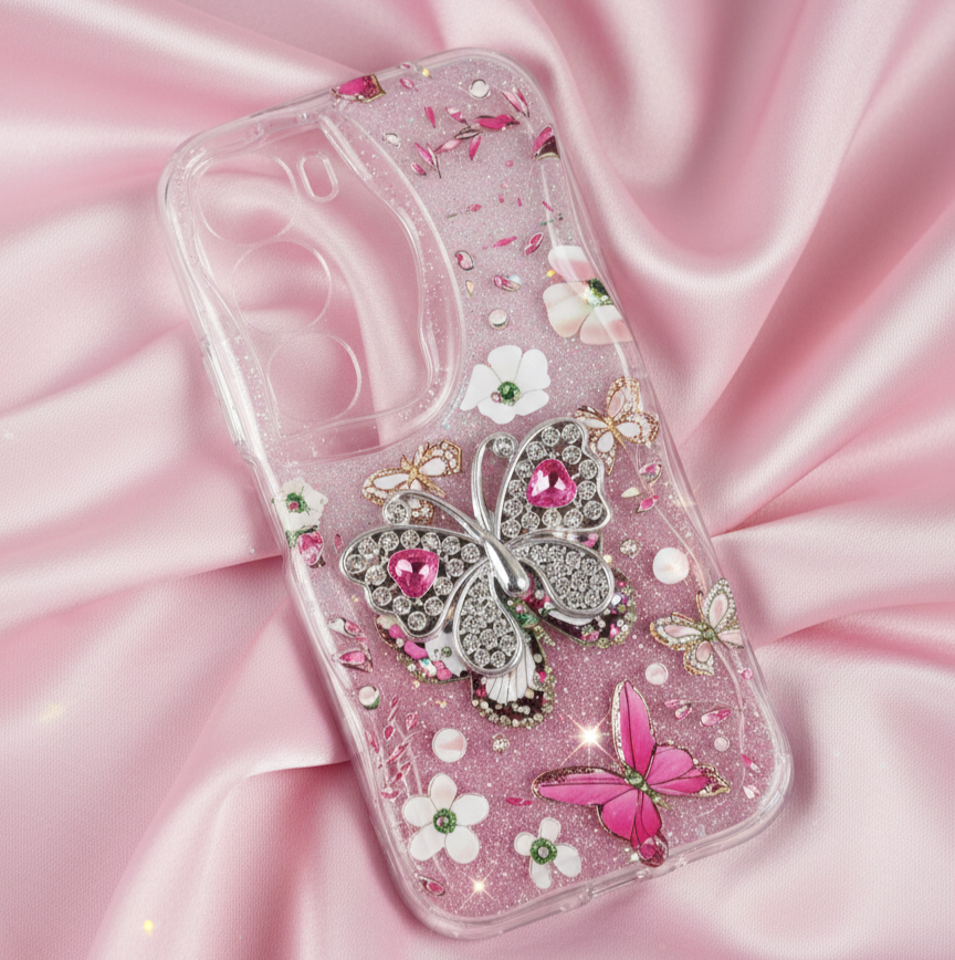 Glitter Butterfly Phone Case for Vivo Y21D