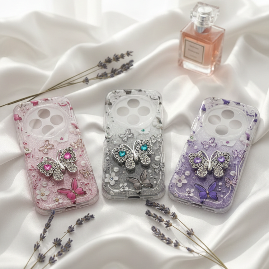 Redmi 14C Butterfly Glitter Phone Case