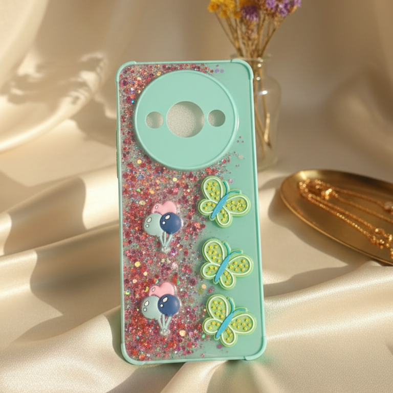Redmi A3 Strawberry Butterfly Glitter Phone Case