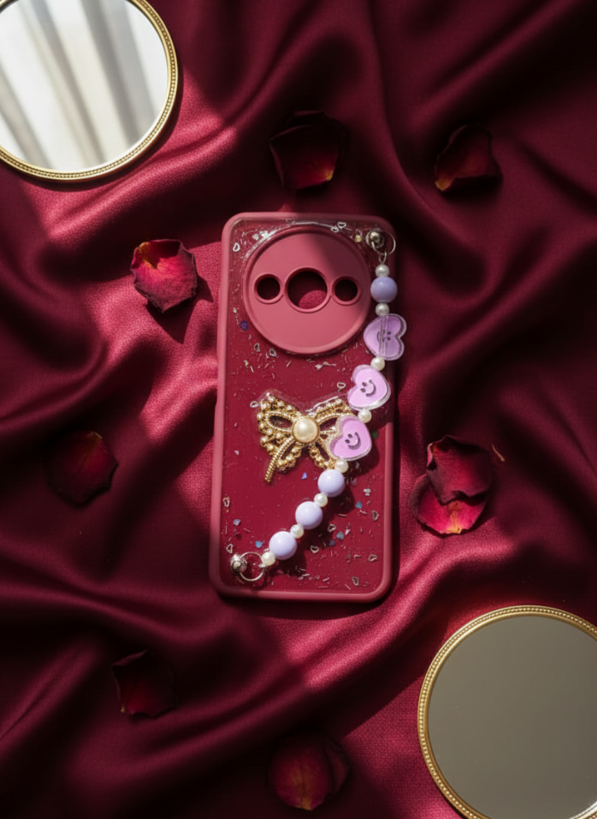 Redmi A3 Pearl Bow Charm Phone Case - Luxury Designer Cover