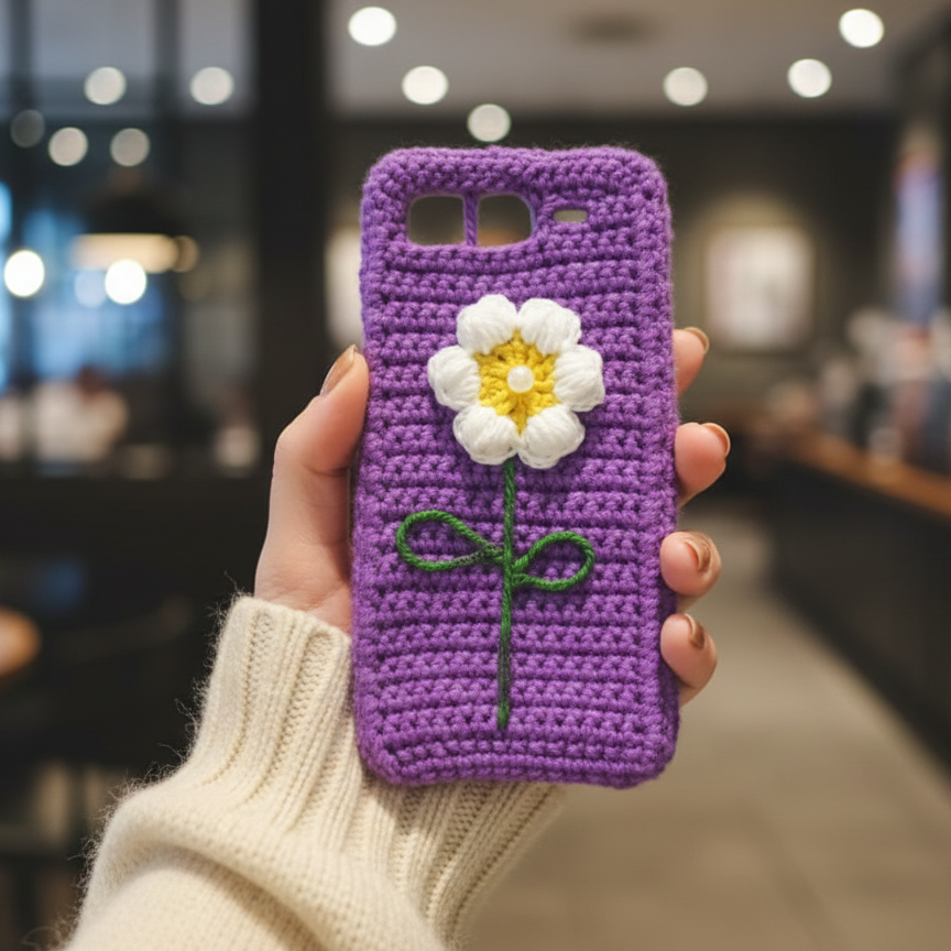 Purple Crochet Flower Phone Case for Infinix Smart 10 Plus