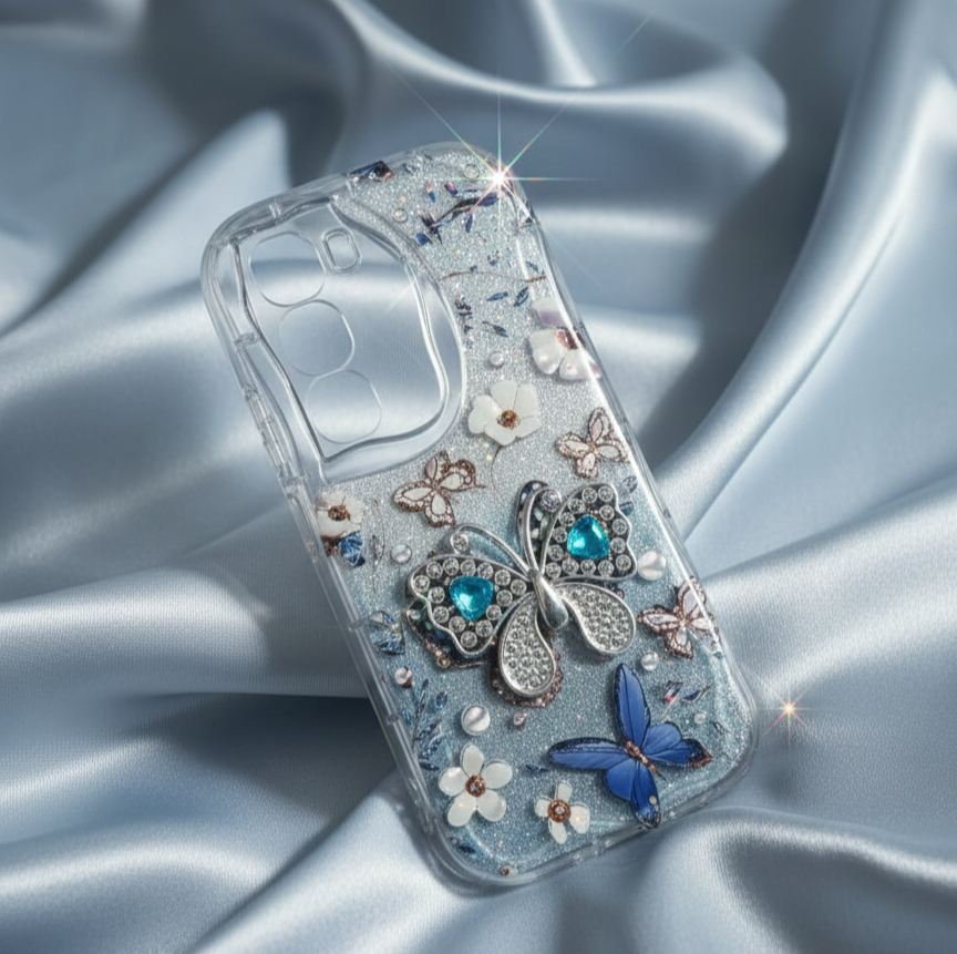 Kawaii Glitter Butterfly Phone Case for Infinix Hot 60 Pro