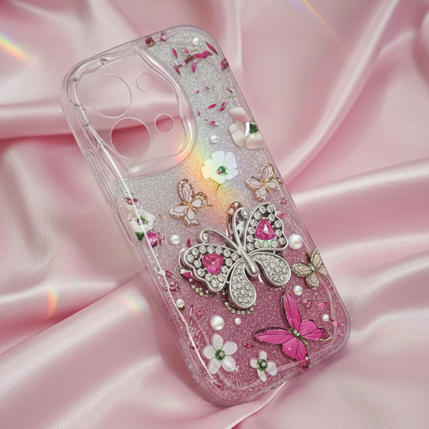 Luxury Glitter Butterfly Phone Case for Redmi 15C 4G