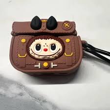 Labubu Vintage Camera AirPods Case - Cute 3D Character Silicone Cover